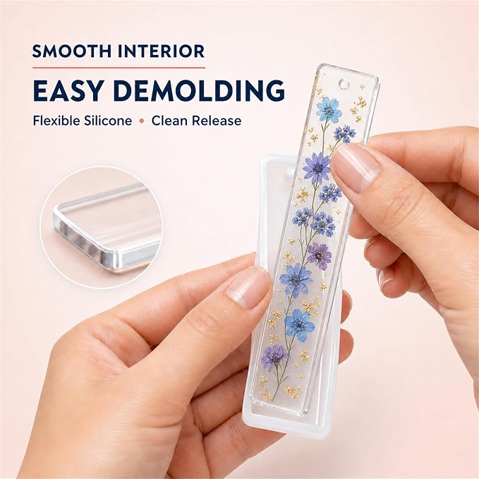 25-Cavity Bookmark Molds for Epoxy Resin,Bookmark Resin molds with Tassels | 30 Tassels in 10 Colors, 3 Five-Cavity Trays and 10 Individual Pieces for DIY Handmade Bookmarks and Gifts
