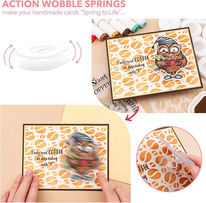 BAOFALI 150 Pcs/Set 1.25" x 1.5" Standard Action Wobbles,Self-Adhesive Springs,Small Wobblers Movers for Card Making DIY Scrapbooking Arts Projects Handmade Crafts Scrapbooking Embellishments