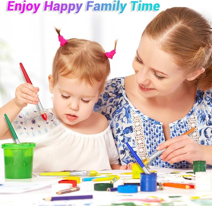 30Pcs Paint Brushes, Anezus Round Paint Brushes for Kids Classroom Toddlers Paint Brush Set for Touch Up Preschool Daycare Washable Acrylic Paint Pumpkin Painting