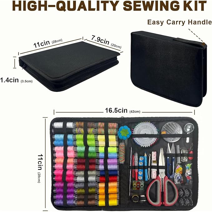 197PCS Sewing Kit for Adults, 43 XL Thread Spool, Beginners with Advanced Large Sewing Sets, Suitable for Travelers, Adults, Children, Beginners, Emergency Items, DIY and Family Sewing Kit