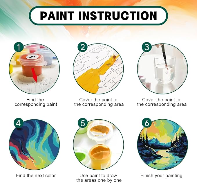 Framed Paint by Numbers Kit for Adults Beginner 8x12 Inch, Starry Night Adult Paint by Number Kits on Canvas, DIY Acrylic Watercolor Landscape Oil Paint by Number for Adults for Home Decor Gift
