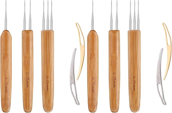AUGSUN Dreadlock Crochet Hook Tool,Braid Hair Dreadlocks Needle Weaving Crochet for Braid Craft (0.75mm) (Pack of 2)