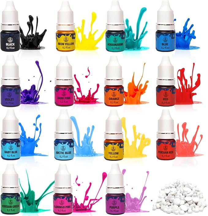 Liquid Candle Dye for Soy Candle Making – 16 Colors Wax Coloring Set | 16 Popular Candle Dye Coloring Set - Premium Liquid Candle Wax Coloring, Highly Concentrated