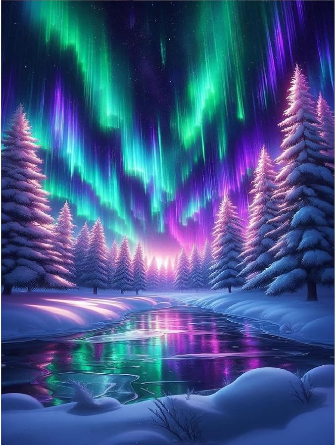 TCDZMYGS Aurora Paint by Numbers Kit for Adults Beginner,Landscape Adult Paint by Number Kits on Canvas Without Frame,DIY Acrylic Oil Painting by Numbers Kits for Home Wall Decor 12x16 inch