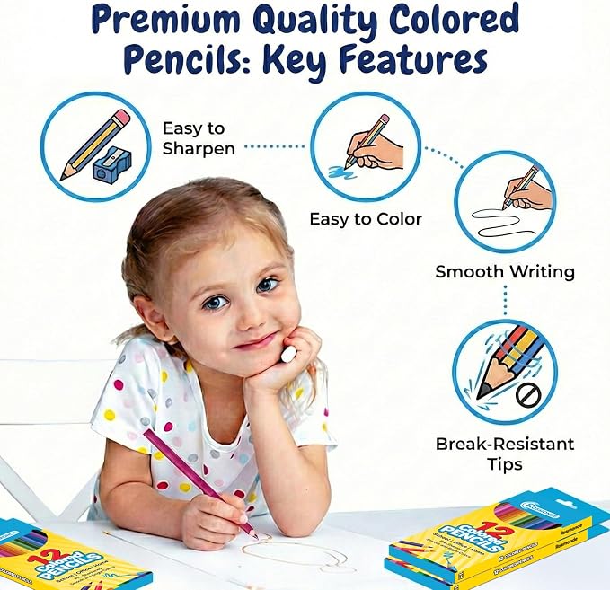 Rosmonde Colored Pencils Bulk, 50 Sets (600 Pencils), 12 Assorted Colors
