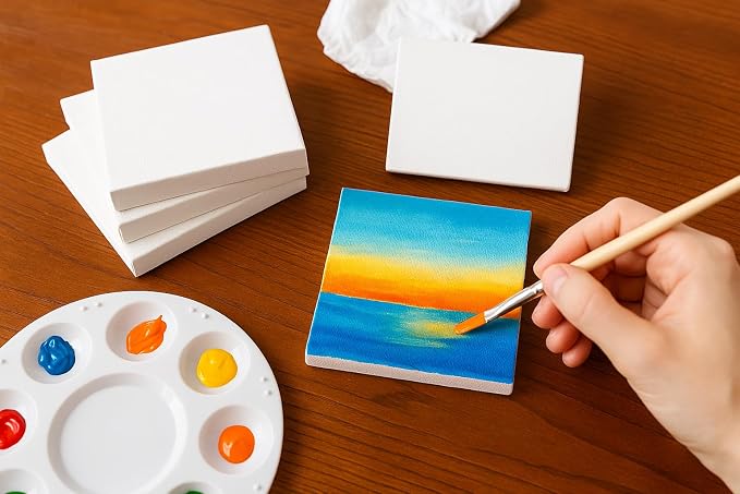 LWR CRAFTS Mini Stretched Canvas 3" X 3" Pack of 12
