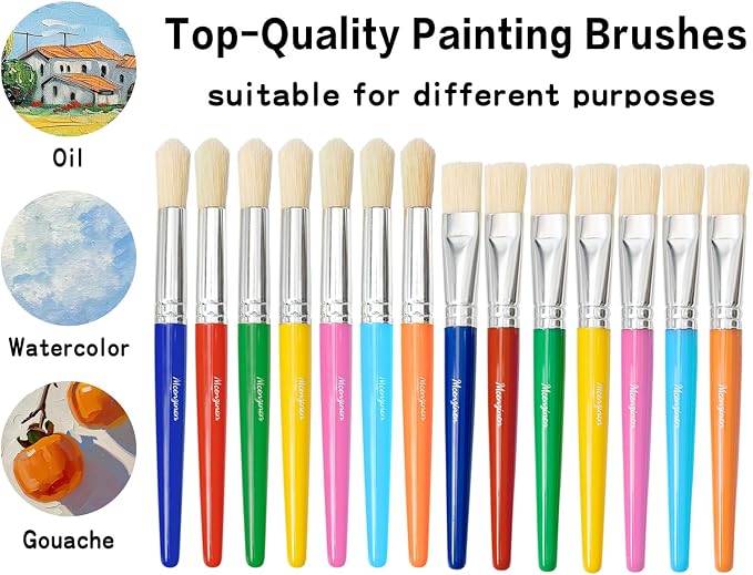 28Pcs Kids Paint Brushes Set for Watercolor, Acrylic & DIY Crafts