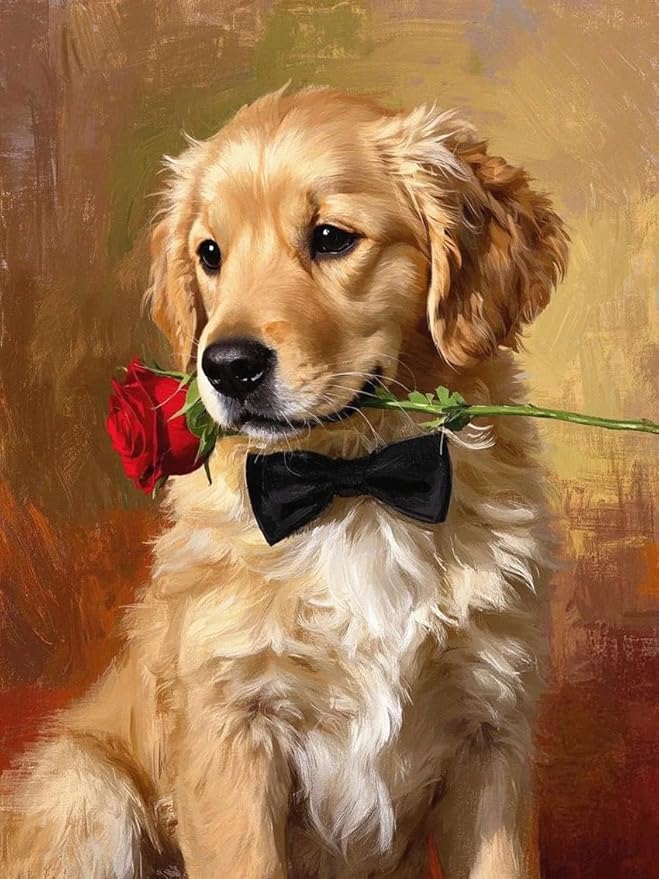 ZRIZQ Paint by Numbers Kit for Adults Beginner Animal,Dogs,16x20 | Full set with wooden brushes,rolled canvas,rich paints.Calming activity.Beginner friendly.Just open and paint.