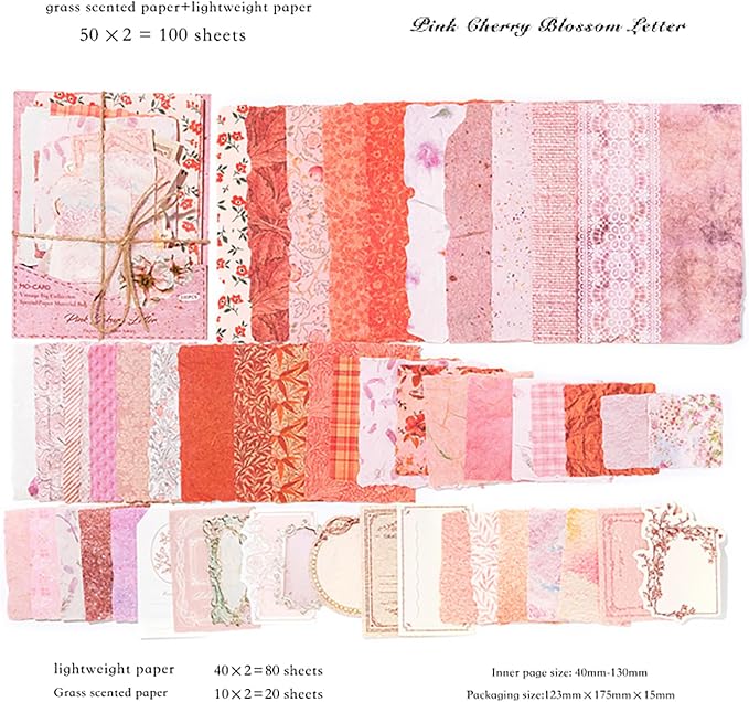 100 Sheets Vintage Scrapbook Papers Journaling Scrapbooking Supplies Kit junk journal supplies Decorative Craft Paper for Planner, Collage Paper Embellishment