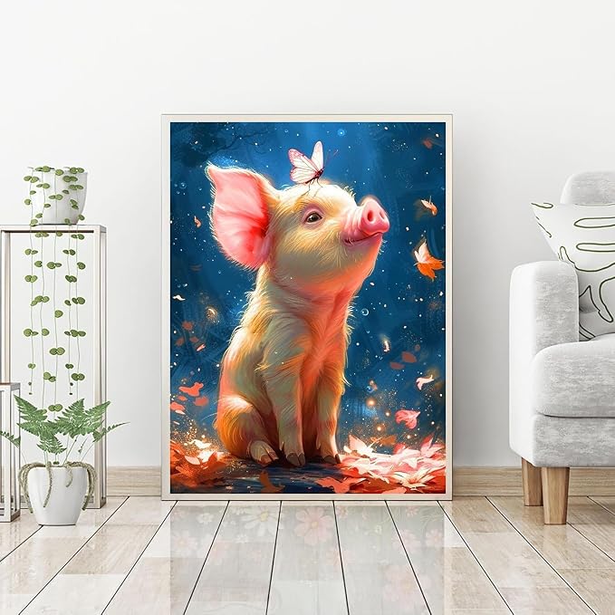 ijbnhd Pig Diamond Art Kits for Adults, 12X16in