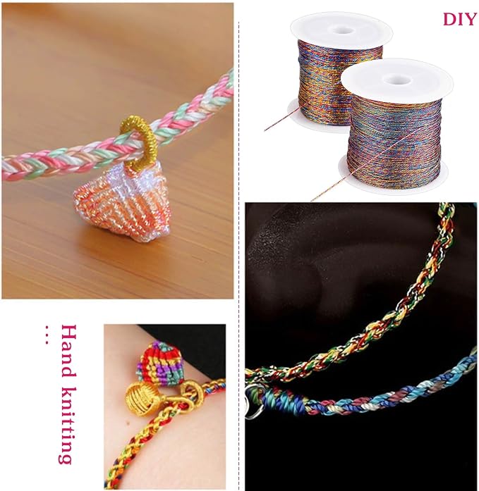 Metallic Craft Cord, 2 Spools, 0.5Mm x 109 Yards, Multicolor