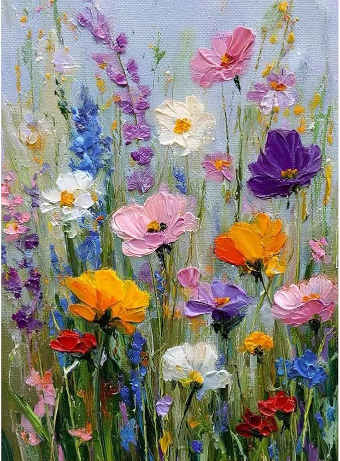 Wildflower Paint by Numbers Kit for Adults,Paint Canvas Wall Decor 16x20In | color by numbers for adults,Acrylic Watercolor Oil Colorful Home Decor