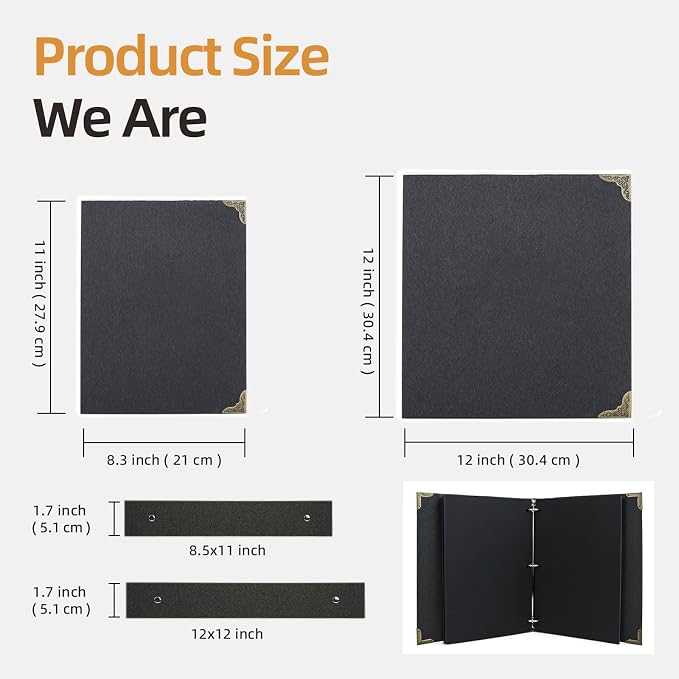 Vienrose DIY Scrapbook Photo Album Kit with Stickers, Pens, Tapes, 60 Pages Hardcover Memory Book, 12x12 Inch 3 Ring Binder with Black Pages, Guest Book Gift for Wedding, Travel & Anniversary Black | Handmade book, personalised photos DIY albums, suita...