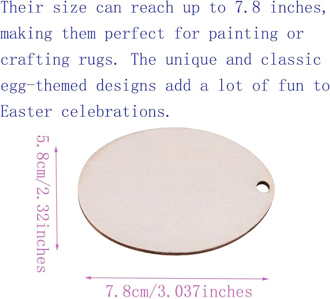 60PCS Unfinished Wood Egg Cutouts with Sling Hole