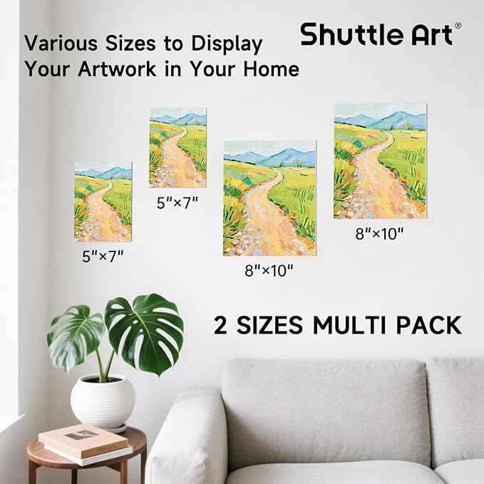 Shuttle Art 36 Pack Canvas for Painting, 5x7 & 8x10 Inch(18 of Each), Primed, 100% Cotton Blank Canvas Boards for Painting, Ideal Art Supplies for Kids Adults Artists Acrylic Oil Painting