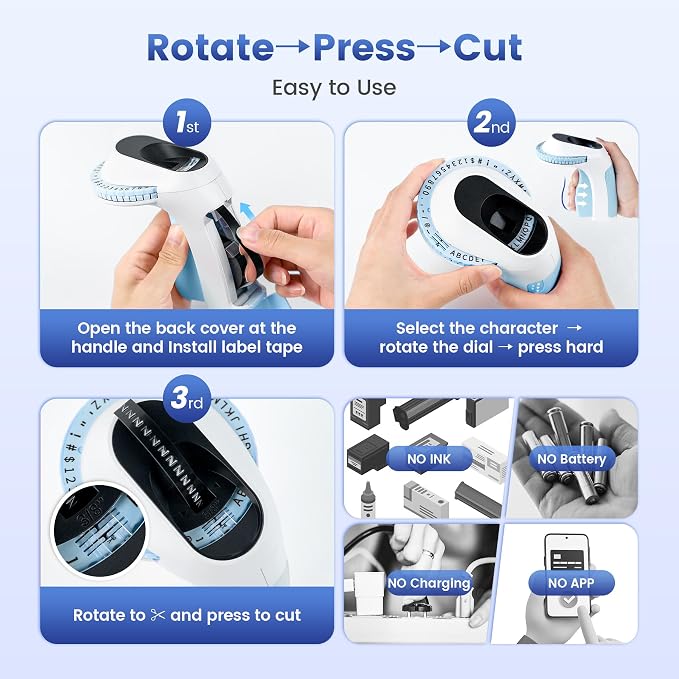 Embossing Label Maker Vintage Embossed Label Maker for Journal Supplies | Label Maker Machine with Tapes,Manual Retro Labeler,Old School Embosser 3D Tapes for Kids DIY Craft Scrapbook Supplies Kits