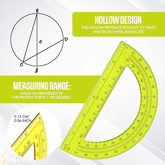 EBOOT Drawing Compass and 6 in Protractor Geometry Set, Yellow | Geometry Math Set, Swing Arm Protractor Ruler Compass, Geometry Drawing Tools for Measuring Angles