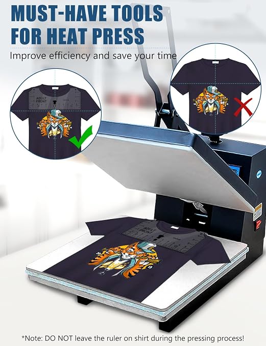 Vowlove T-Shirt Alignment Ruler for Shirt Measurement and Design Placement | Front and Back Placement Guide for Cricut, Heat Press, Iron-On Vinyl, Htv, Dtf and Sublimation Projects