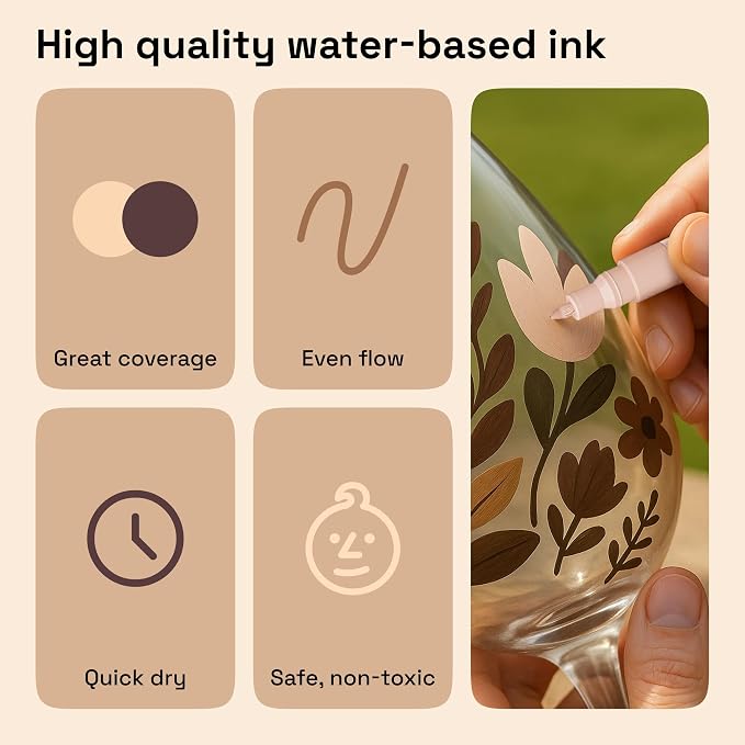 ARTISTRO 12 Skin Tones Paint Pens for Glass Marking - Extra-Fine Tip
