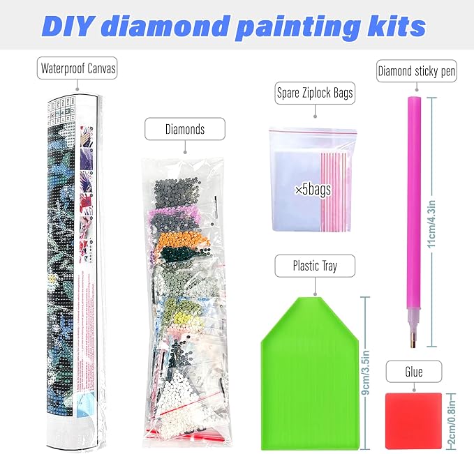 Sun&Moon Diamond Art Kits for Adults,Flowers Diamond Painting Wall Decor