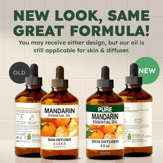 Kukka 100% Pure Mandarin Essential Oil for Skin, Diffuser, 4 Fl Oz | Undiluted Dropper Bottle - Mandarin Oil for Diffuser Blends, Candle Making, Wax Melts, Soap Making, Massage & Air Freshening