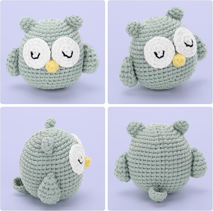 Complete Beginners Crochet Kit - Owl Crochet Kit, All You Need for Crocheting, Step-by-Step Video Tutorials, Instruction, Tools, Holiday Birthday Gift for Adults, Teens