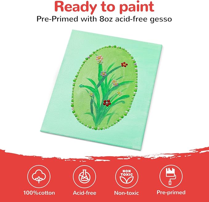 100 Pack 8x10 Inch Flat Canvas Boards for Painting, Canvas Panels | 100% Cotton White Blank Art Supplies for Acrylics Oil Gouache Tempera Paints