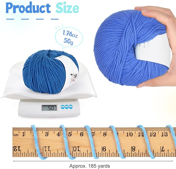 Katech 20 Skeins Cotton Yarn for Crocheting-Crochet Yarn Set-(Color F) | 55% Cotton 45% Acrylic#3 DK (Light)-Super Soft Milk Cotton Yarn-Great Crochet and Knitting Starter Kit for Colorful Craft
