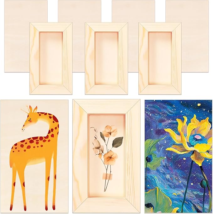 FSWCCK 10 Pack 3 x 5 inch Wood Panel Boards, Unfinished Wood Canvas Panels for Crafts, Painting Canvas, DIY Art Projects, Pouring, Arts Use with Oils, Acrylics