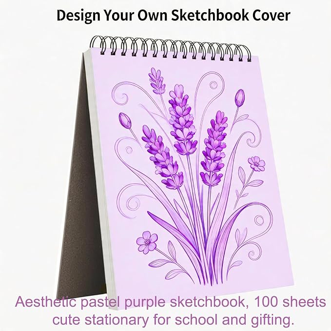 Soucolor 9x12 Sketch Book,100 Sheets Drawing Paper,Sketchbook for Teen Girl | Top Spiral Bound 68lb acid-free paper, Micro-perforated pages,Lay-flat top spiral ,Great for pencils, Pens & All dry media