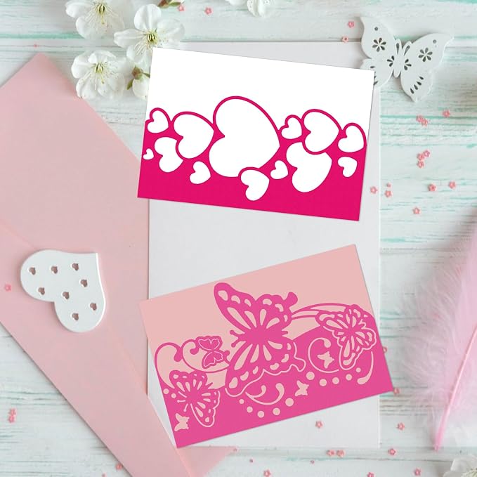 9PCS Die Cuts for Card Making Metal Cutting Dies Flower Butterfly Dragonfly Bird Bubbles Love Heart Happy Birthday Cake Cutting Embossing Stencil Template DIY Paper Cards Album Decoration