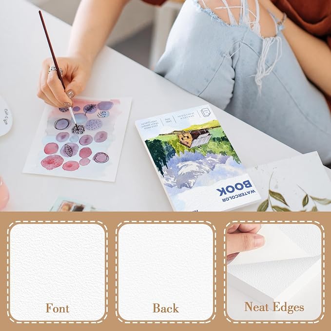 3 Pack Watercolor Paper Pad, 8x10 140lb/300g Water Color Paper, 20 Sheets Cold Press Drawing Painting Paper Sketchbook Notebook, Art Supplies for Watercolors Marker, Sketch Book for Kids Adults