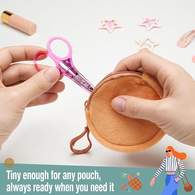 Beaditive Mini Craft Scissors Set (2-pc) - Portable 3.25" Small Detail Scissors with Fine Tip for Embroidery, Knitting & Paper Cutting - Ultra-Sharp with Protective Cap (Jelly Colors)