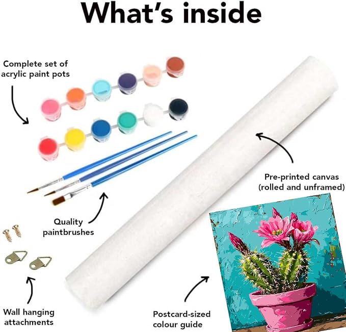 Mrnsiet Paint by Number for Adults Beginners, Easy Cactus Paint by Numbers Kits on Canvas, DIY Cactus Oil Painting Kits Adults' Paint-by-Number Kits for Home Wall Decor 16x20 Inch