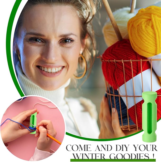 Threlaco 1 Pcs Crochet Tool 4" Beginner Crochet Tool, Green | Learn How to Make Circle Stitch and Guide Knitting Holder Accessories for All Yarn Sizes Beginners Mother Birthday Gifts