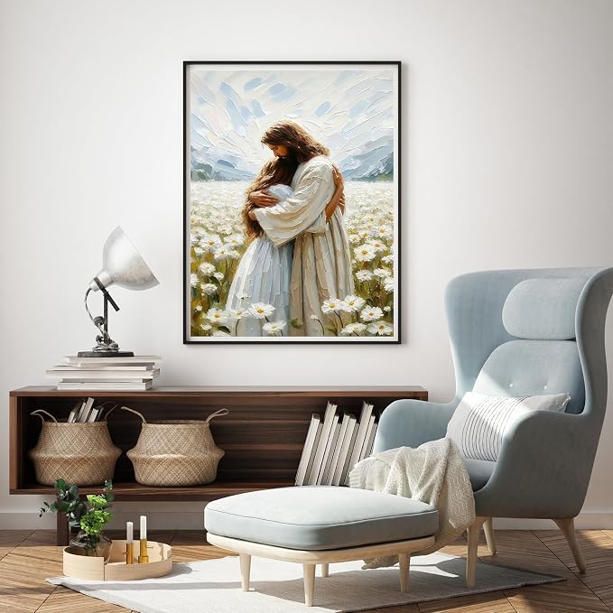 Jesus Paint by Numbers Kit for Adults Framed Canvas, with Wooden Easel
