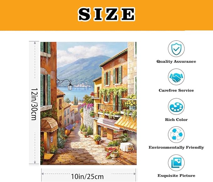 VIGEGU 2 Pack Cityscape Paint by Numbers Kit for Adults with Framed, Landscape Paint by Number DIY Adult Paint by Number Kits for Wall Decor 10x12in