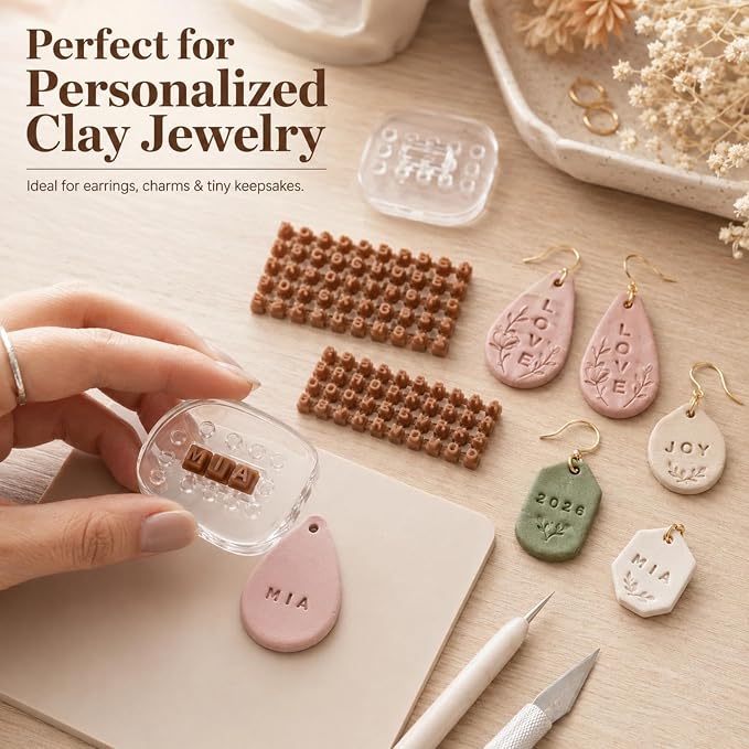 DIYOOHOMY Small Alphabet Letter Stamps for Polymer Clay, Pottery Tools