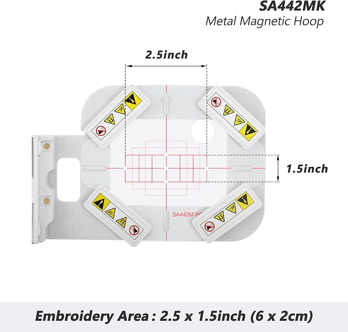 Sew Tech Magnetic Embroidery Hoop for Brother, 1x2.5in 20x60mm Bar SA442 | Fits PE900 SE2000 PE800 PE780D PE770 PE700 SE2100 SE1950 SE1900 NS1250E NS2850D Brother; Baby Lock Bloom Accord Ellure