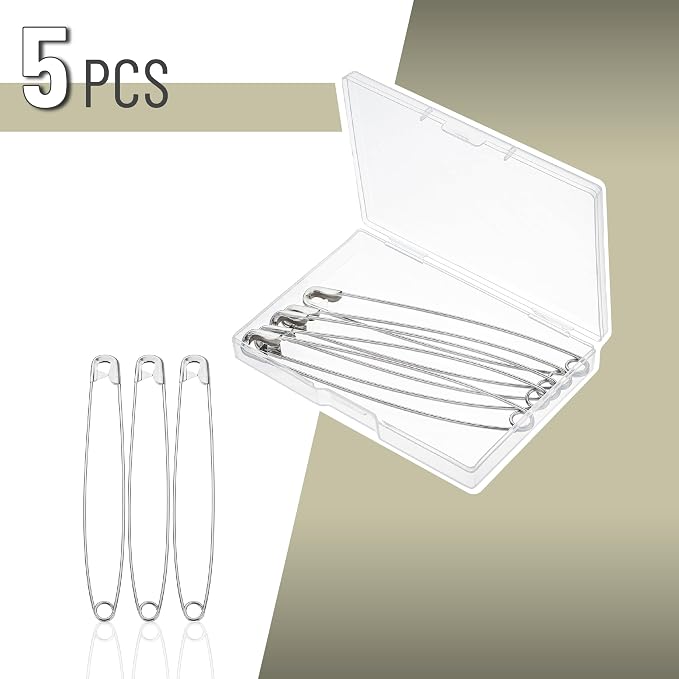 Mr. Pen- Extra Large Safety Pins, 5 Inch, 5 Pack, Silver