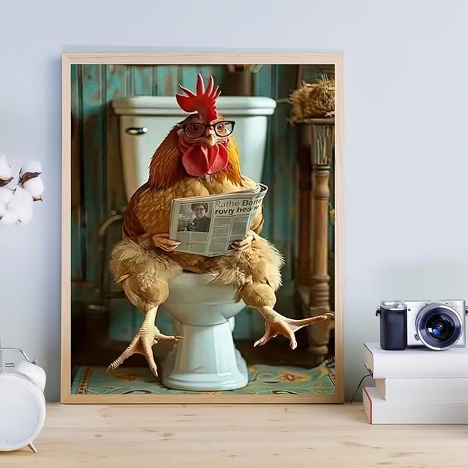 mrpwnle Paint by Numbers Kit for Adults, Chicken Paint by Numbers Kits | Funny Rooster Adult Paint by Number Kits on Canvas, DIY Acrylic Oil Easy Painting by Numbers for Home Wall Decor 16X20 inch