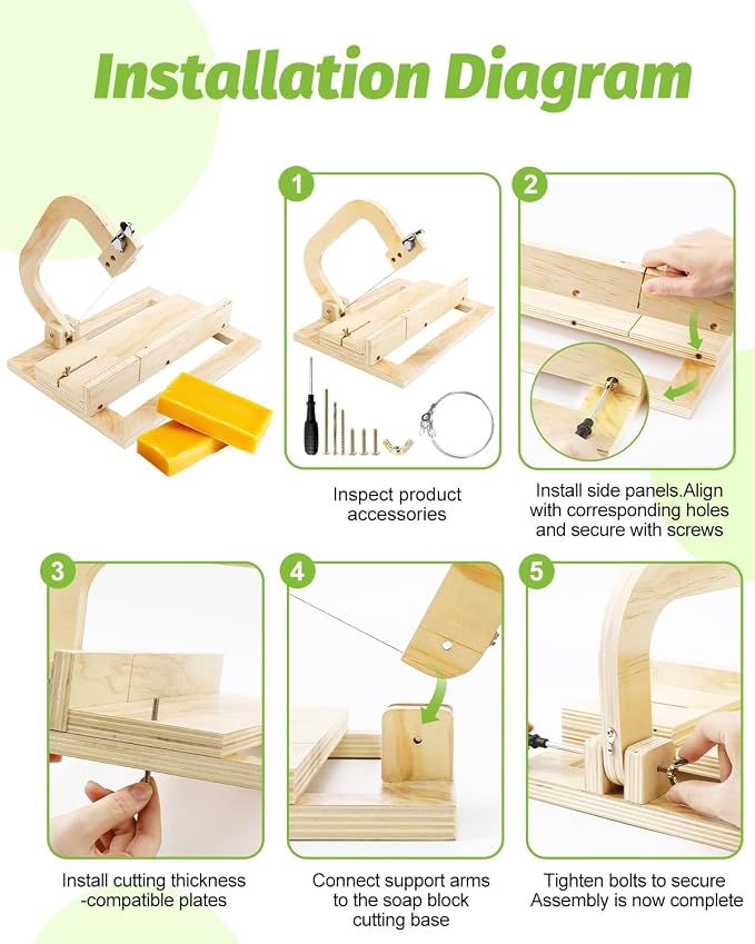 UCEC Soap Cutters for Soap Making Loaf Slicer Adjustable Wooden Soap Cutter