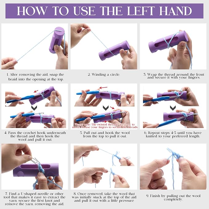 Threlaco 1 Pcs Crochet Tool 4" Beginner Crochet Tool, Purple | Learn How to Make Circle Stitch and Guide Knitting Holder Accessories for All Yarn Sizes Beginners Mother Birthday Gifts