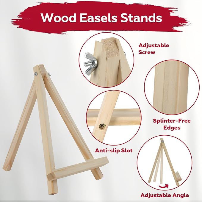 10 Pack 9 Inch Wooden Easel Stand, Portable A-Frame Tabletop Display Easel for Painting, Canvas, Signs,Photos, Art Easel for Students, Beginners（Need Assemble）
