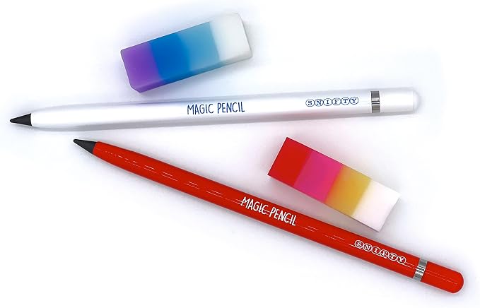 SNIFTY Magic Pencil - Compressed graphite tip equals 100 pencils - white barrel + matching chunky eraser