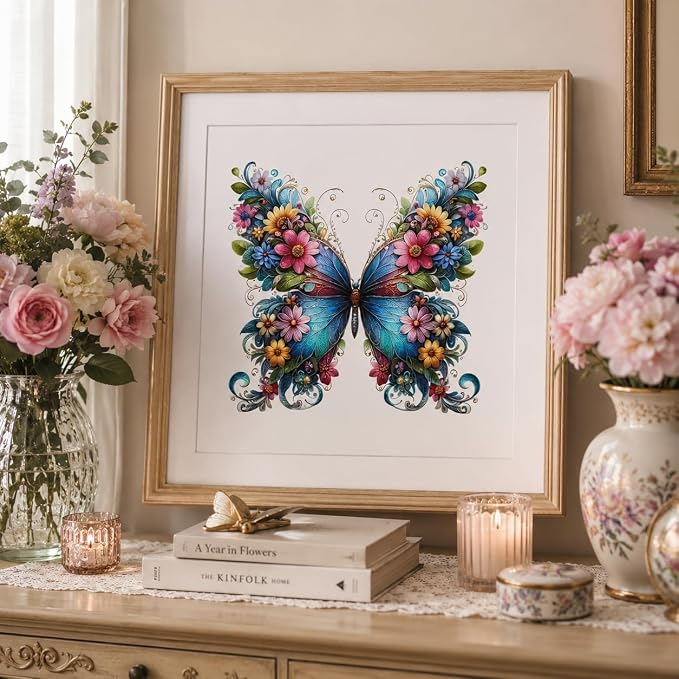 5D Diamond Painting Kits for Adults,Butterfly Diamond Art 13.7X13.7 inch