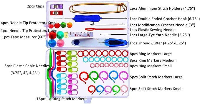 cuteDIY Knitting Kit Cable Needles Storage Container Latch for Beginners | Knitting Kit Includes Cable Needles and a Storage Container with Latch