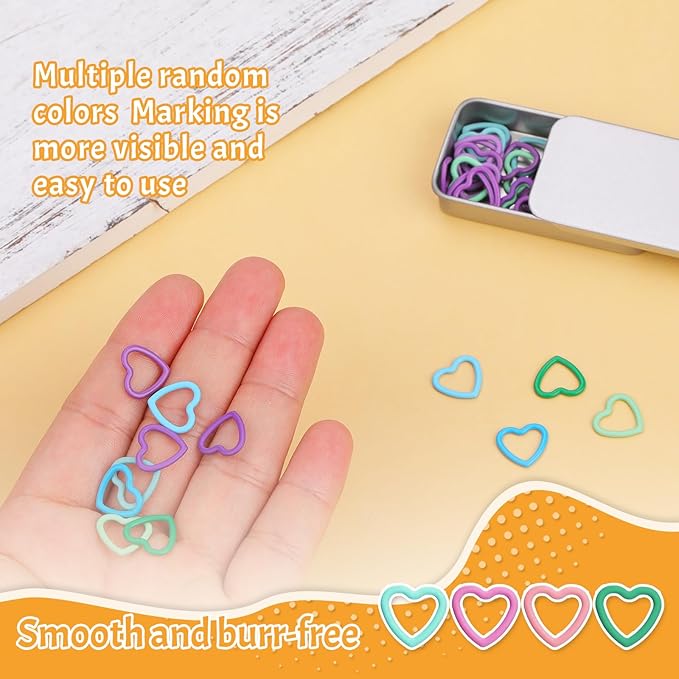 Jmuiiu Heart-Shaped Metal Stitch Markers, 50Pcs Crochet Stitch Markers | Colorful Colorful Crochet Markers, Stitch Marker Ring for Knitting Crocheting Clothing Tag DIY Craft Project with Storage Box