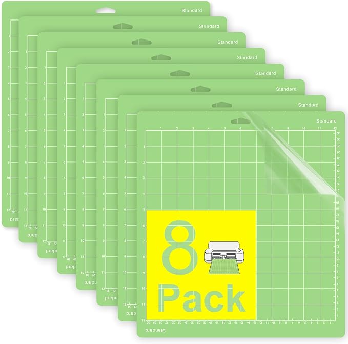 Gwybkq Cutting Mat 12"x12" Standard Grip 8 Pack, Compatible with Cricut Maker 4/Explore Air/One, Non-Slip Durable Adhesive Mats, Replacement Cutting Accessories for Die-Cutting, Quilting & Crafts