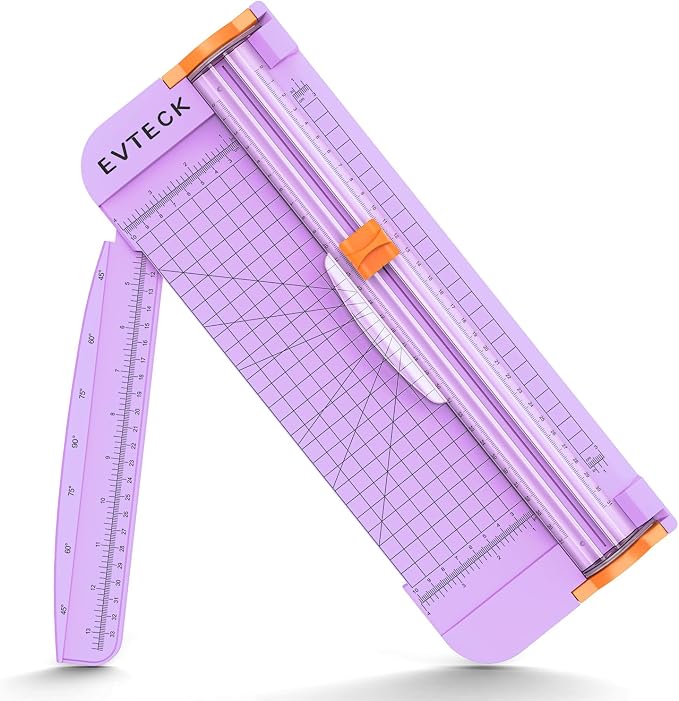 Evteck A4 Paper Cutter Slider Trimmer for Cardstock Photo Vinyl | 12 Inch, with Security Blade and Foldable Ruler, for Crafting Scrapbooking